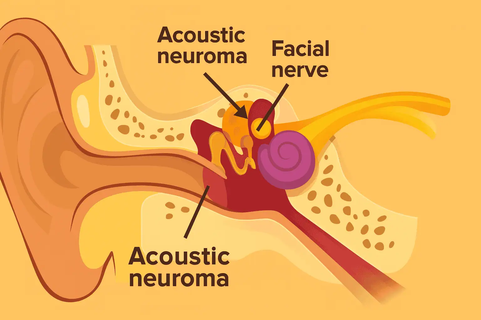an internal view of the ear showing an acoustic neuroma