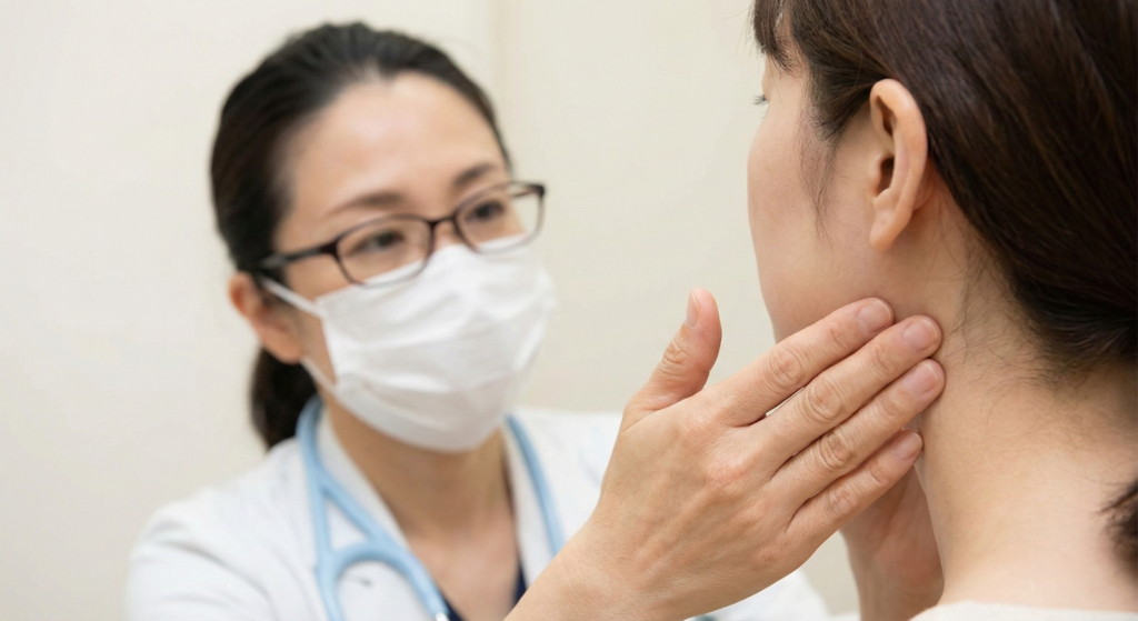 Medical professional examining patient with Bell's palsy symptoms