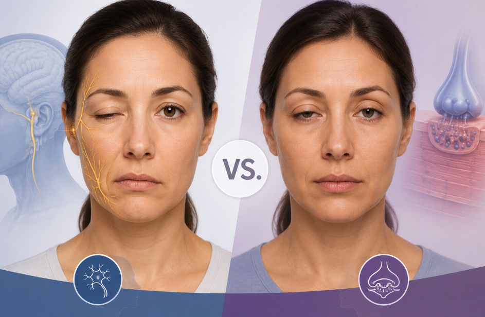 Myasthenia Gravis vs. Bell's Palsy infographic
