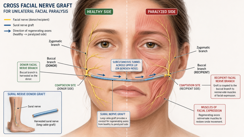 Cross facial nerve graft procedure
