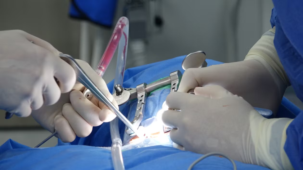 Surgeon performing surgery